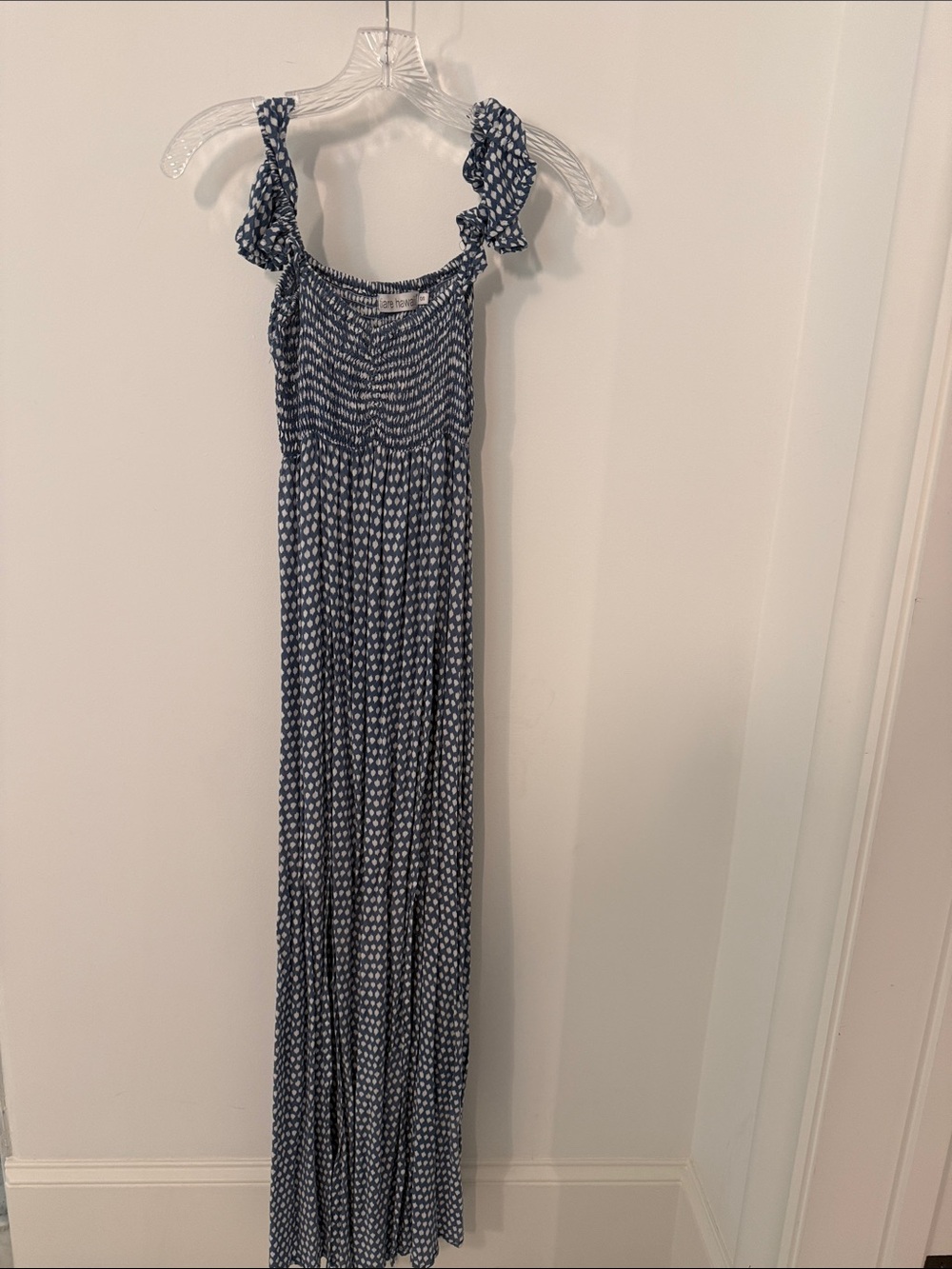 Tiare Hawaii Blue Printed Smocked Maxi Dress with Ruffle Straps
